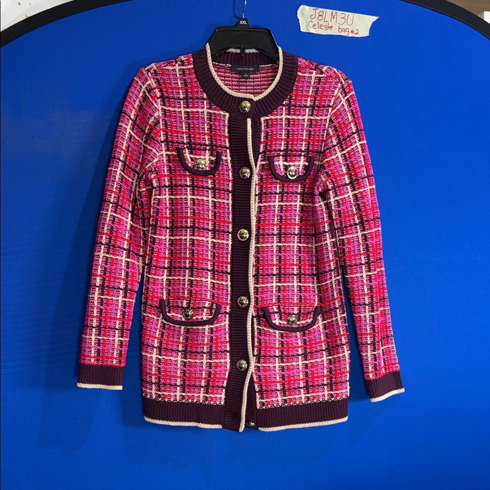 Ann Taylor Purple and Pink Striped Sweater